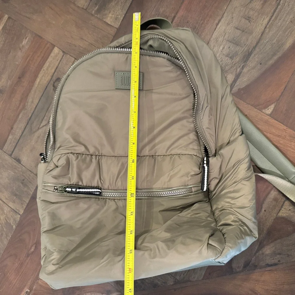 BLUZEN Puffer Backpack Quilted Nylon Olive Green Lightweight Carry All‎ Bag